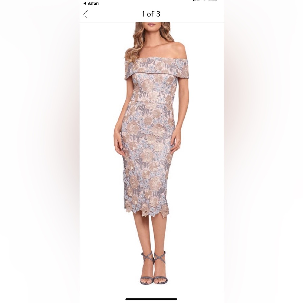 XSCAPE of the shoulder rose/gold Cocktail Dress sz6
